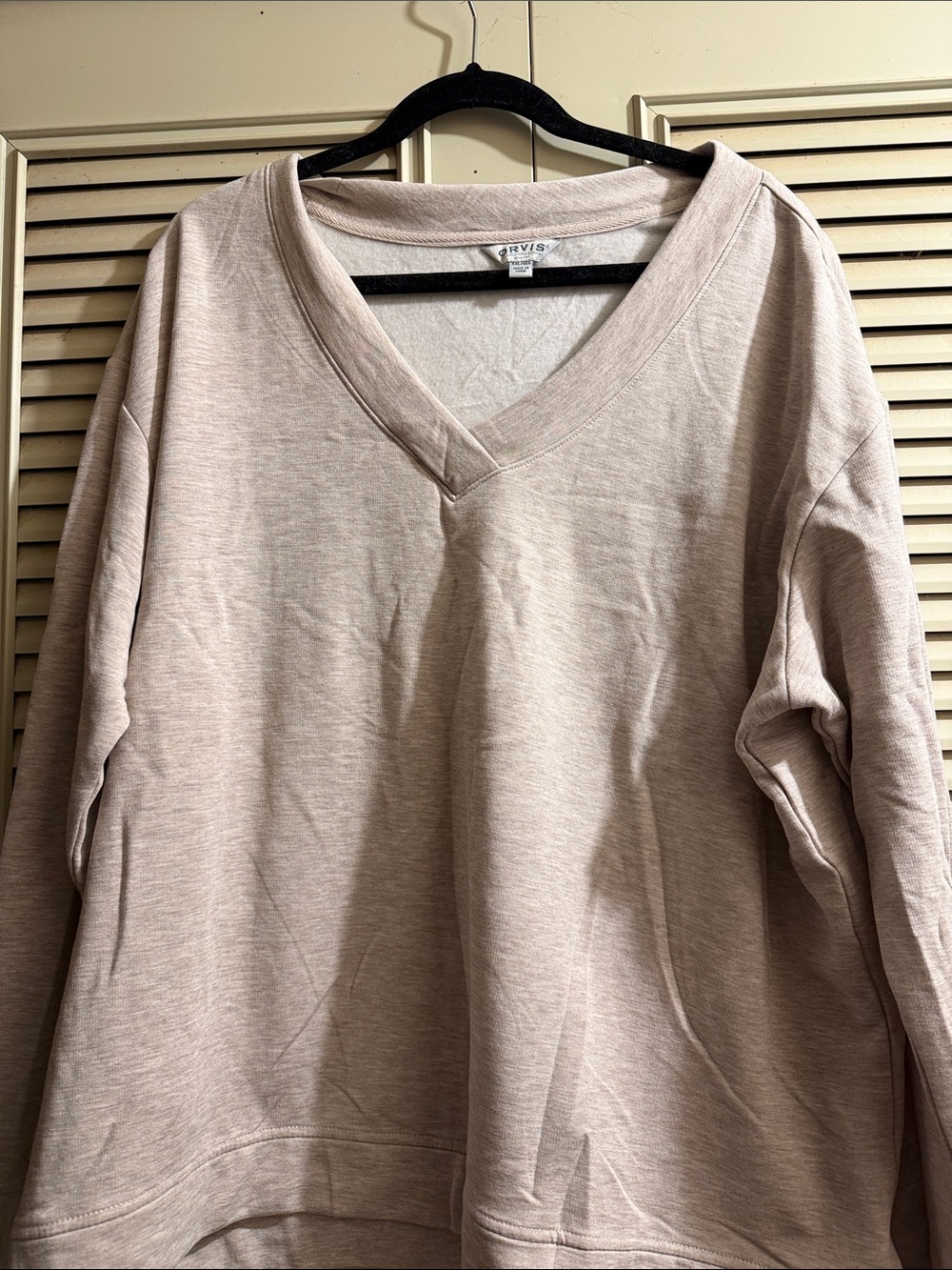 Orvis Women's V-Neck Sweater in Light Taupe